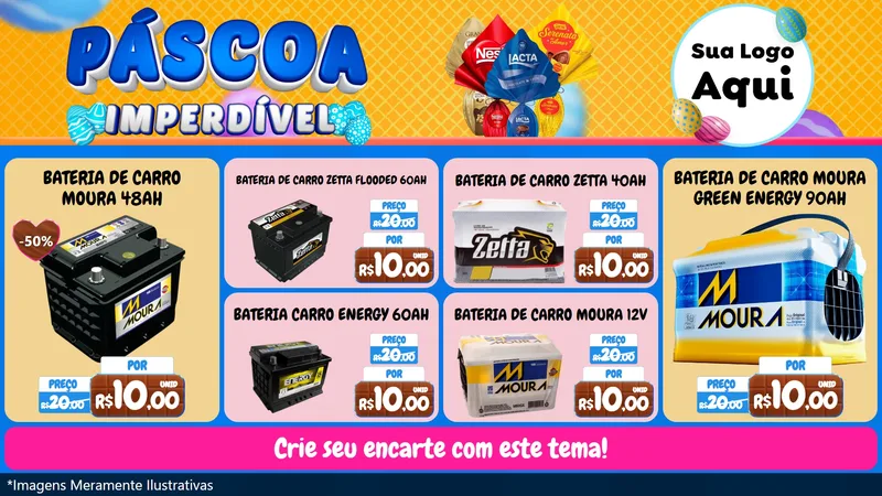 Modelo de TV para TV Horizontal com o tema Páscoa Imperdível para Baterias Elétricas