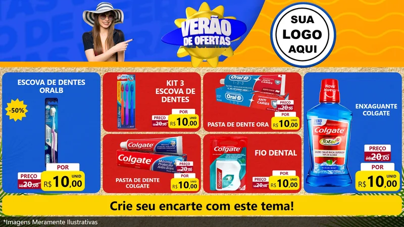 Modelo de TV para TV Horizontal com o tema Verão de Ofertas para Higiene Pessoal