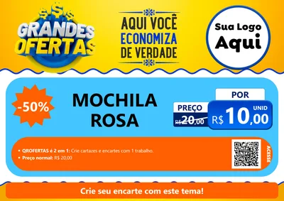 Modelo de Cartaz para Cartaz A4 Horizontal com o tema Grandes Ofertas para Papelaria