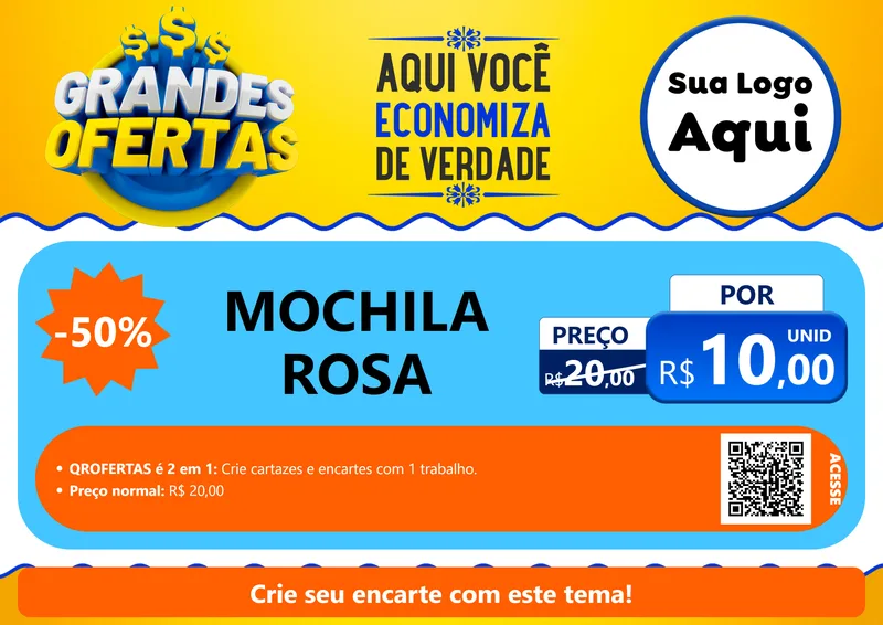 Modelo de Cartaz para Cartaz A4 Horizontal com o tema Grandes Ofertas para Papelaria