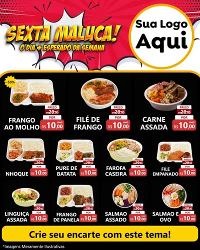 Modelo de Rede Social para Feed Instagram com o tema Sexta Maluca! para Restaurante