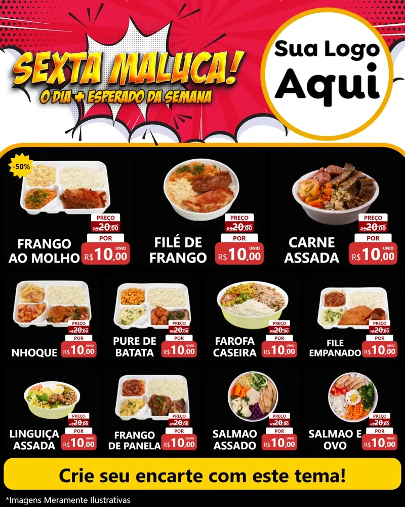 Modelo de Rede Social para Feed Instagram com o tema Sexta Maluca! para Restaurante