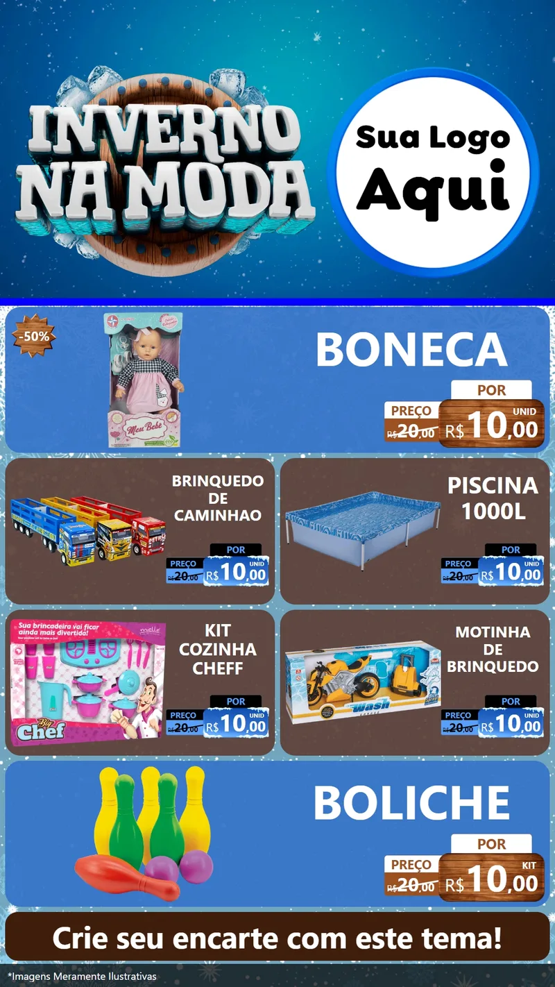Modelo de TV para TV Vertical com o tema Inverno na Moda para Brinquedos