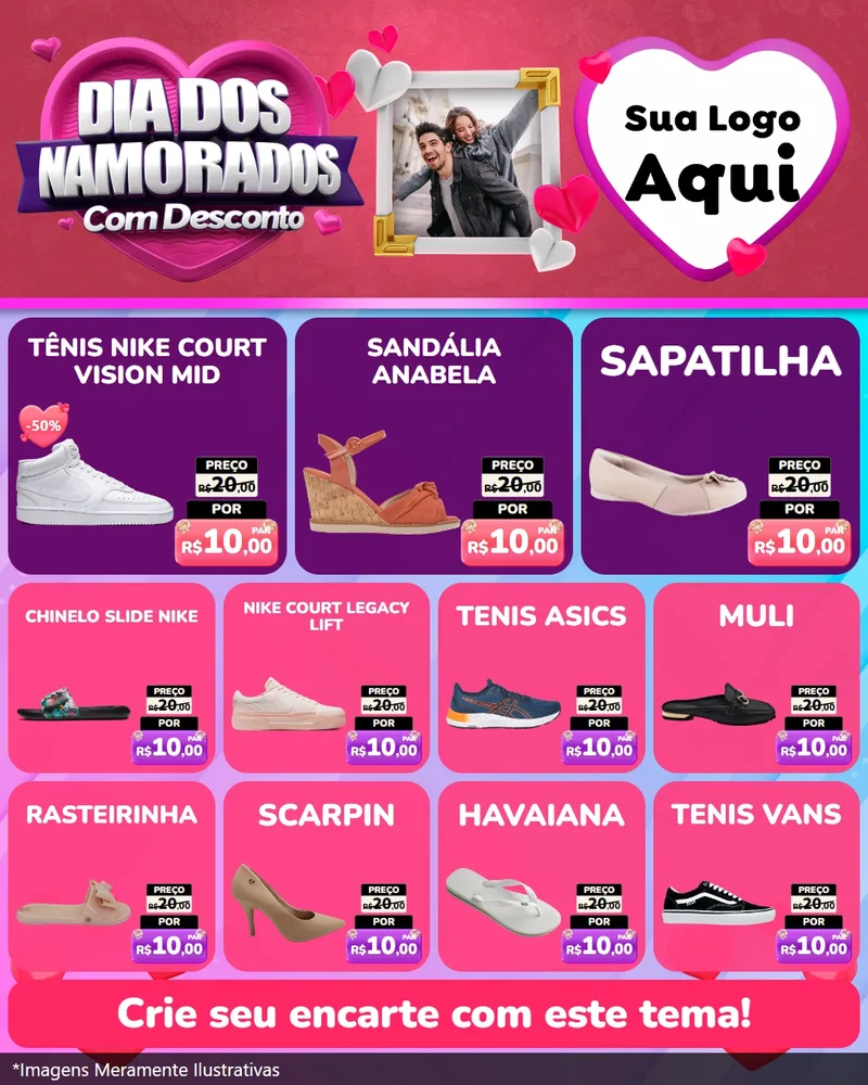 Modelo de Rede Social para Feed Instagram com o tema Dia Dos Namorados Com Desconto para Calçados