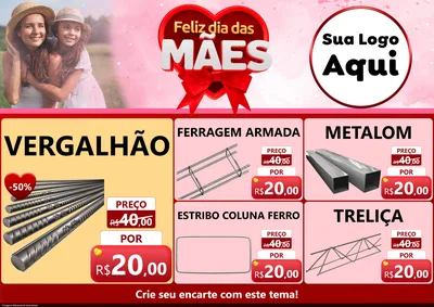 Modelo de Encarte para Encarte A4 Horizontal com o tema Feliz Dia Das Mães para Ferragens