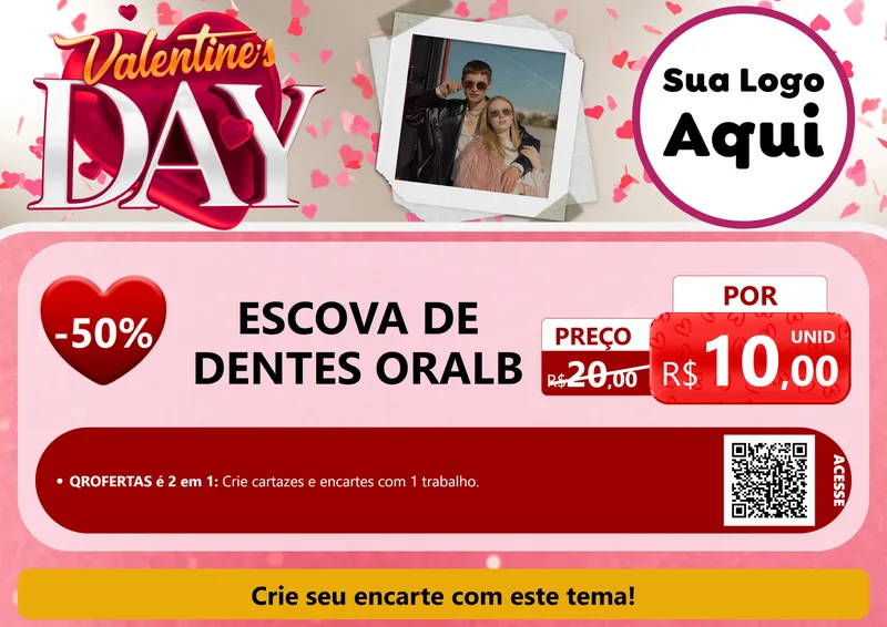 Modelo de Cartaz para Cartaz A4 Horizontal com o tema Valentine's Day para Higiene Pessoal