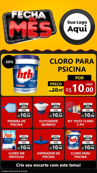 Modelo de Rede Social para Stories com o tema Fecha Mês para Produtos para Piscina
