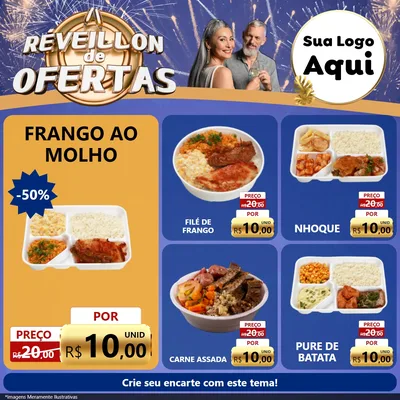 Modelo de Rede Social para Feed Facebook com o tema Réveillon de Ofertas para Restaurante