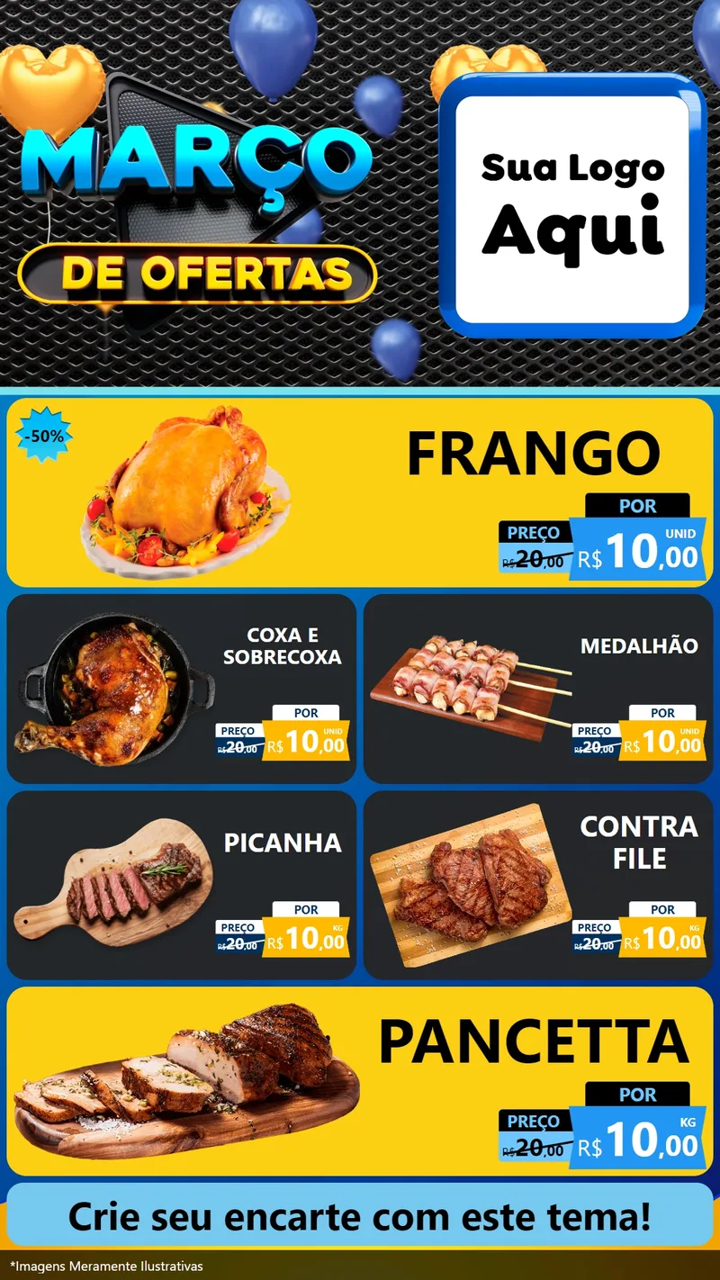 Modelo de TV para TV Vertical com o tema Março de Ofertas para Assados