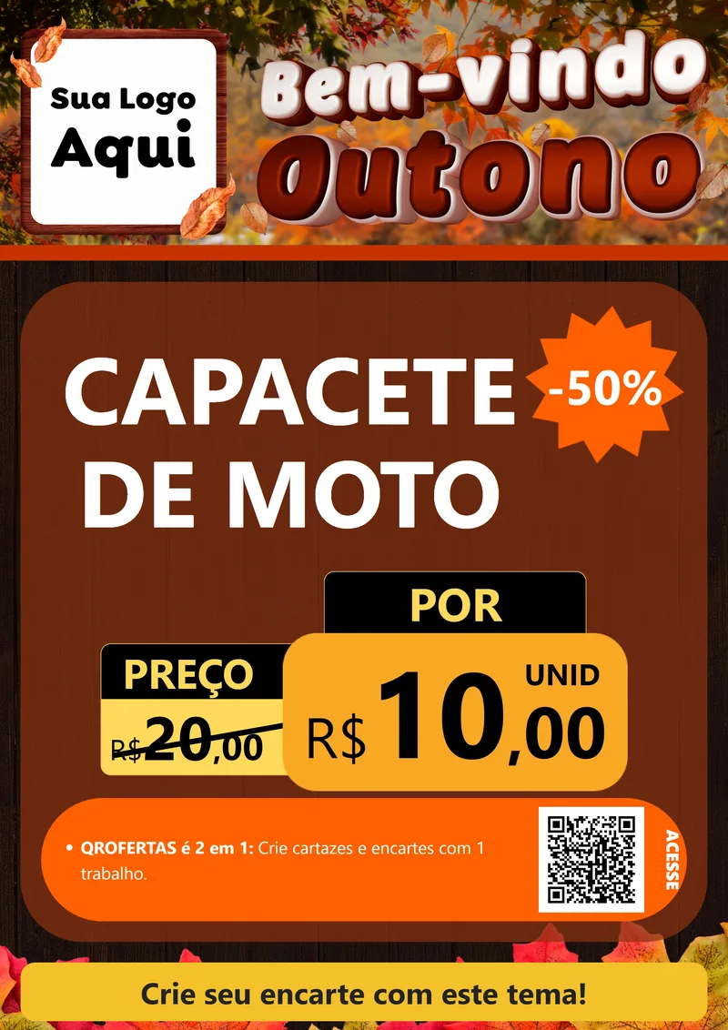 Modelo de Cartaz para Cartaz A4 Vertical com o tema Bem-vindo Outono para Moto peças