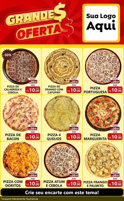 Modelo de Encarte para Encarte Grande com o tema Grandes Ofertas para Pizzaria