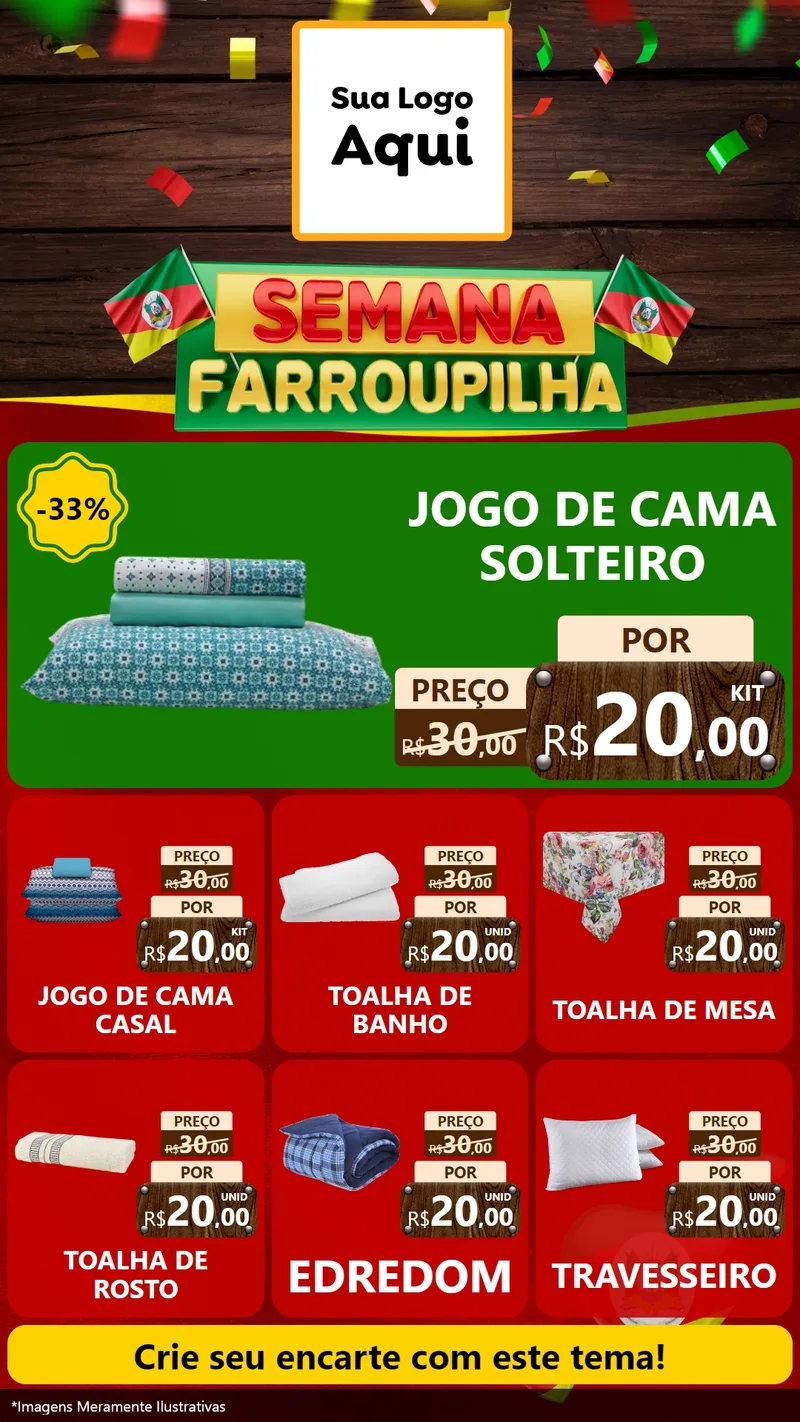Modelo de Rede Social para Stories com o tema Semana Farroupilha para Cama, Mesa e Banho