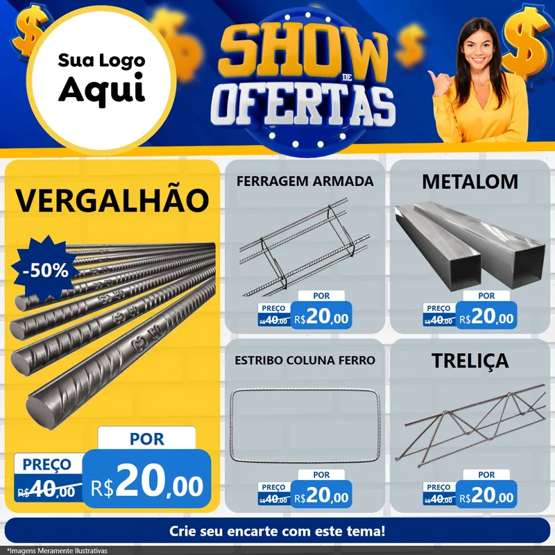 Modelo de Rede Social para Feed Facebook com o tema Show de Ofertas para Ferragens