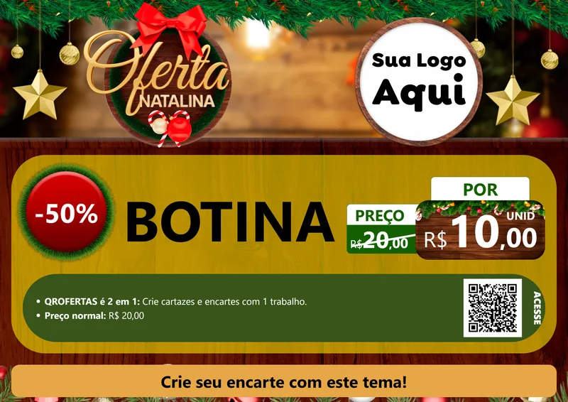 Modelo de Cartaz para Cartaz A4 Horizontal com o tema Ofertas Natalina para Agropecuária
