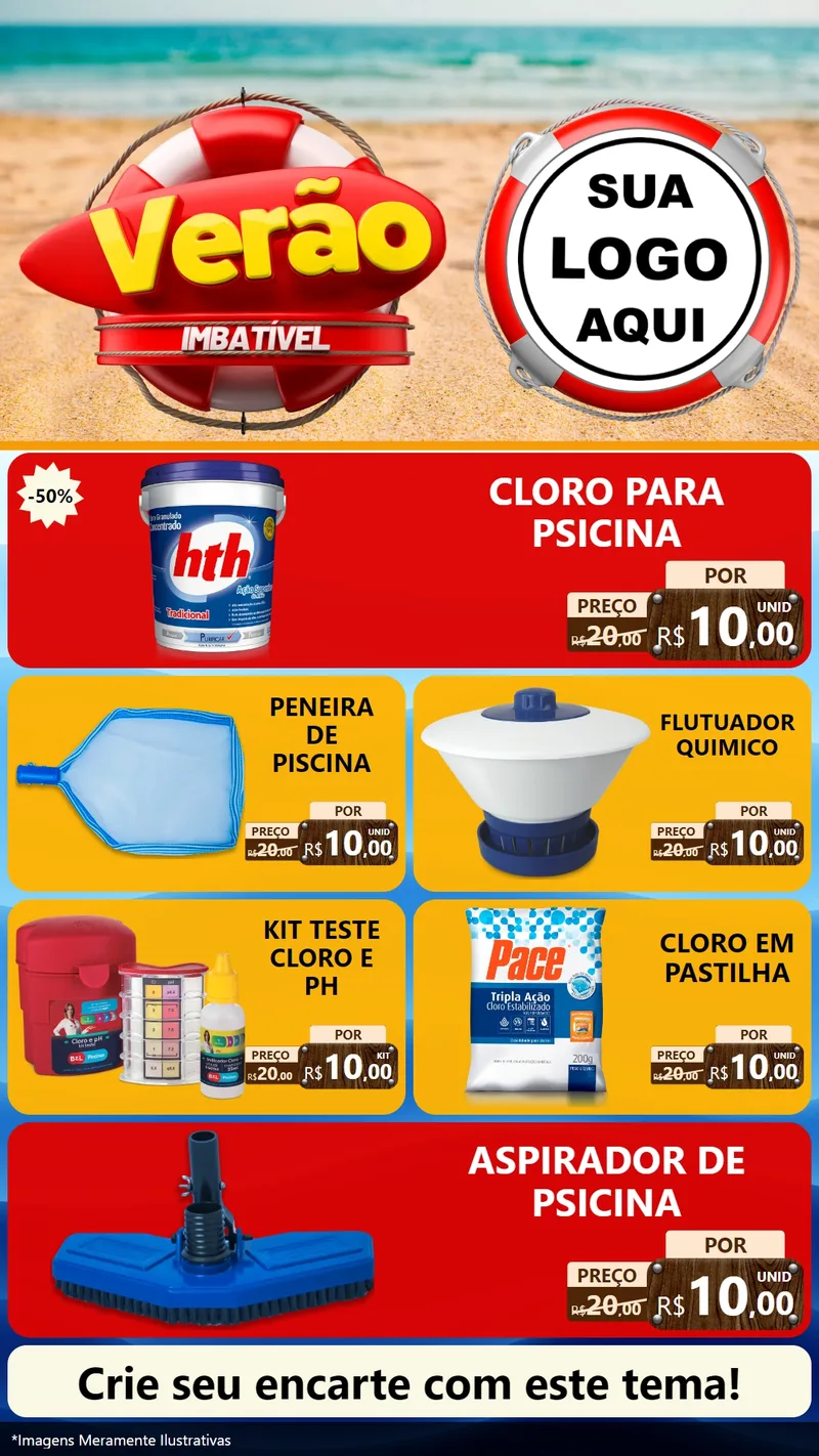 Modelo de TV para TV Vertical com o tema Verão Imbatível para Produtos para Piscina