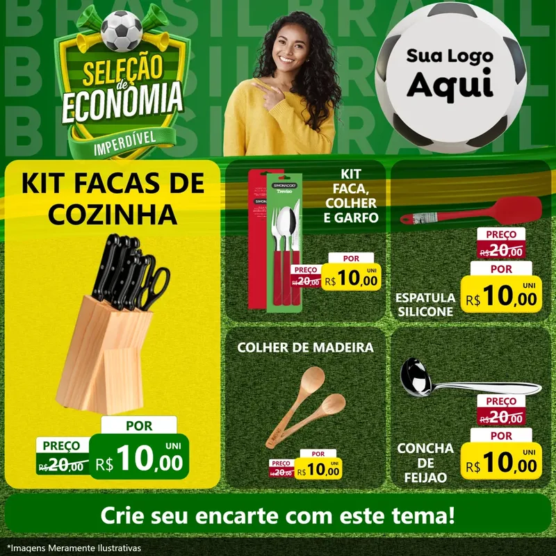 Modelo de Rede Social para Feed Facebook com o tema Seleção de Economia - Copa para Utilidades Domésticas