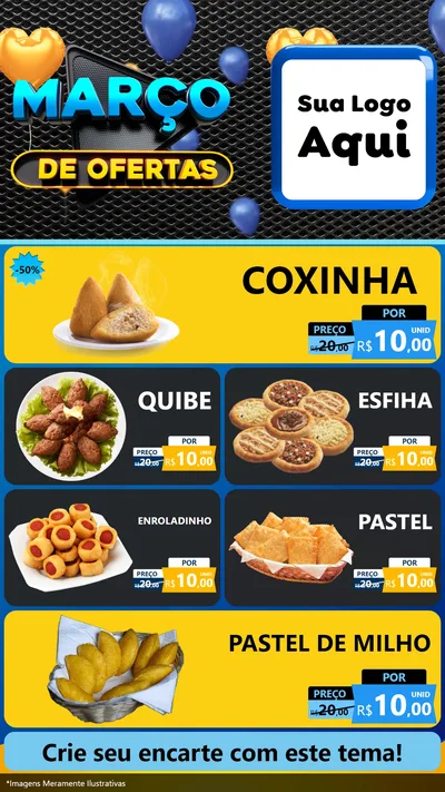 Modelo de TV para TV Vertical com o tema Março de Ofertas para Salgadaria