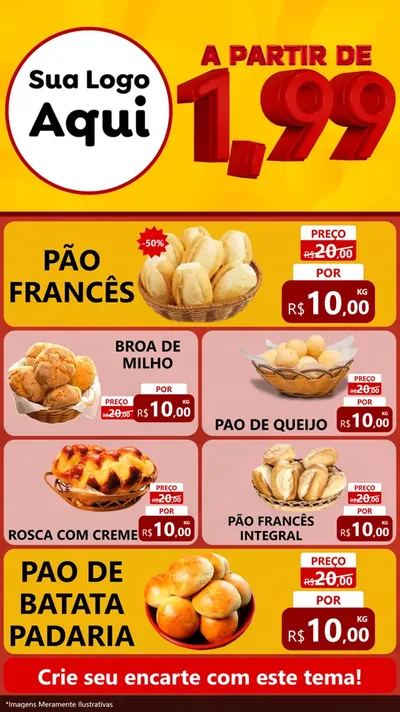 Modelo de TV para TV Vertical com o tema A Partir de Um e Noventa e Nove - 1,99 para Padaria