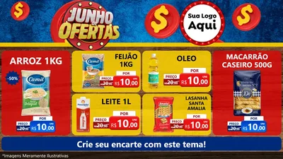 Modelo de TV para TV Horizontal com o tema Junho de Ofertas para Supermercado
