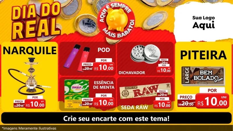 Modelo de TV para TV Horizontal com o tema Dia Do Real para Tabacaria