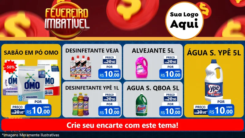 Modelo de TV para TV Horizontal com o tema Fevereiro Imbatível para Produtos de Limpeza