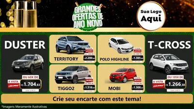 Modelo de TV para TV Horizontal com o tema Grandes Ofertas de Ano Novo para Concessionaria de Carros