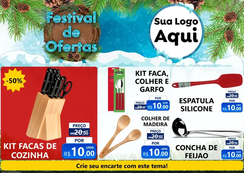 Modelo de Encarte para Encarte A4 Horizontal com o tema Festival de Ofertas - Inverno para Utilidades Domésticas