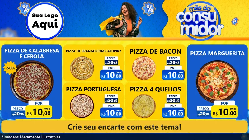 Modelo de TV para TV Horizontal com o tema Mês do Consumidor para Pizzaria