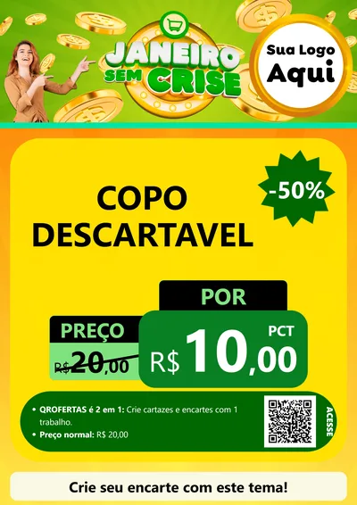 Modelo de Cartaz para Cartaz A4 Vertical com o tema Janeiro Sem Crise para Embalagens