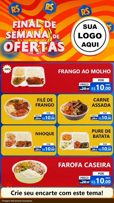 Modelo de TV para TV Vertical com o tema Final de Semana de Ofertas para Restaurante