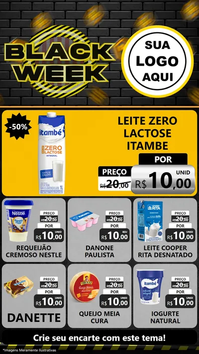 Modelo de Rede Social para Stories com o tema Black Week para Frios e Laticínios