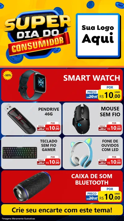Modelo de TV para TV Vertical com o tema Super Dia do Consumidor para Informática