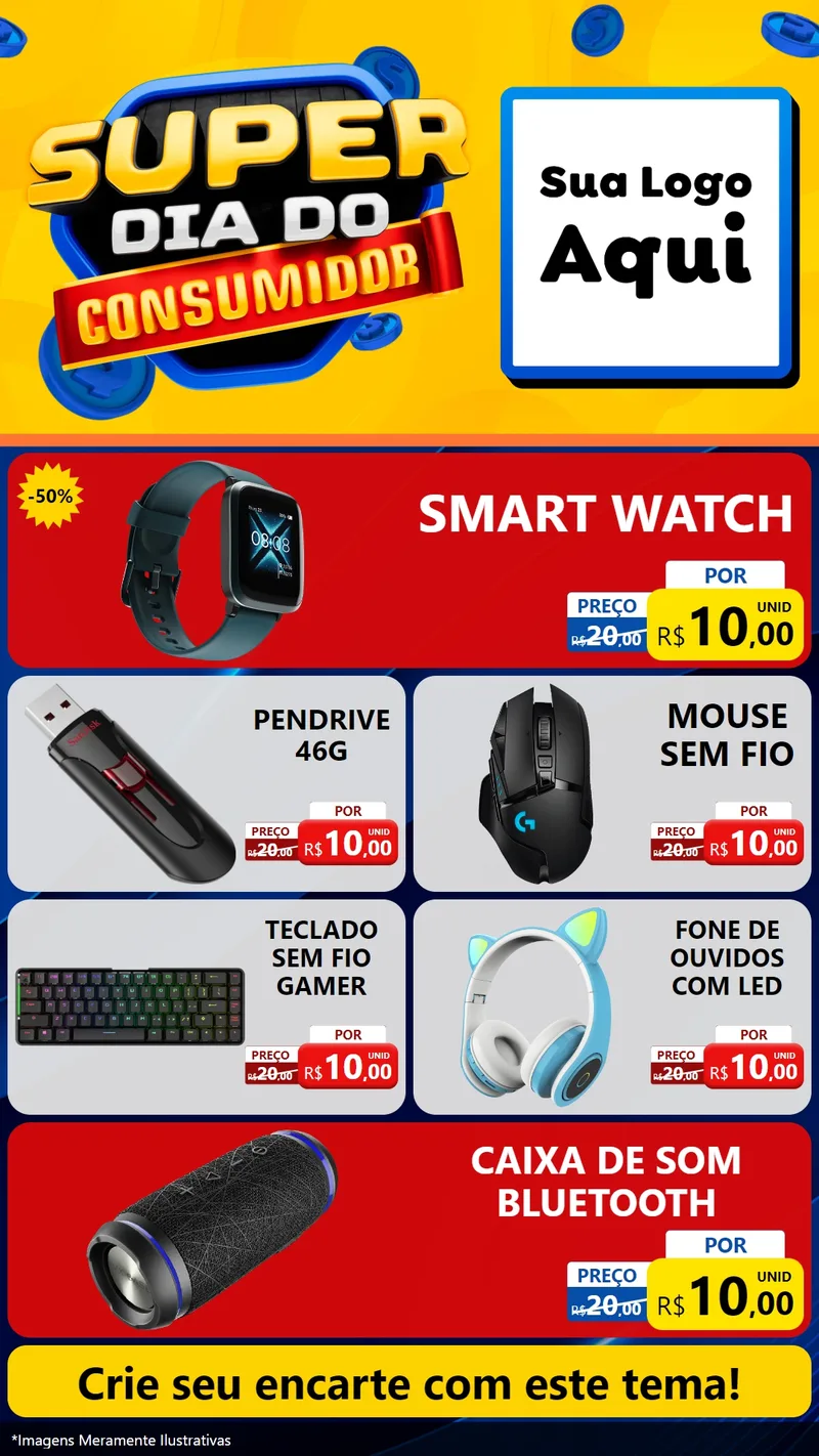 Modelo de TV para TV Vertical com o tema Super Dia do Consumidor para Informática