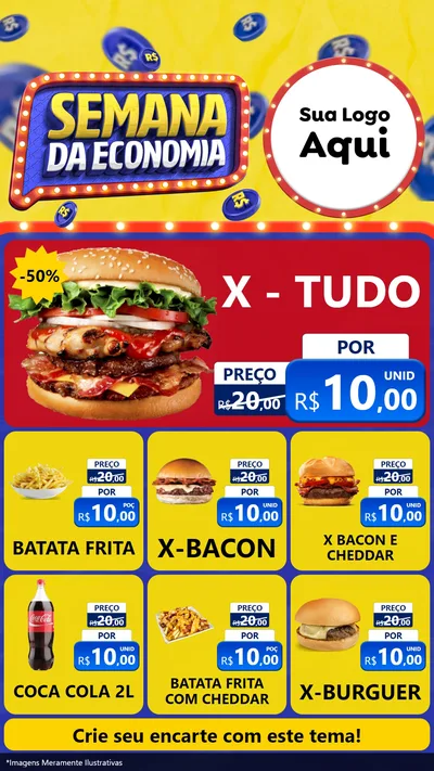 Modelo de Rede Social para Stories com o tema Semana da Economia para Hamburgueria