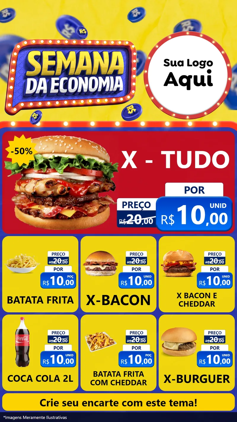 Modelo de Rede Social para Stories com o tema Semana da Economia para Hamburgueria
