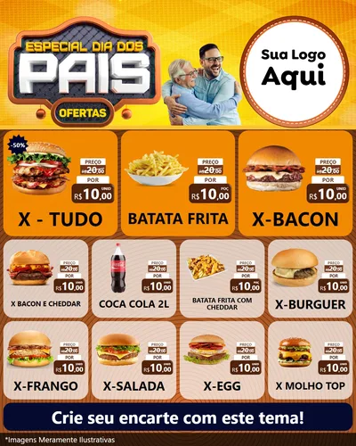 Modelo de Rede Social para Feed Instagram com o tema Especial Dia dos Pais para Hamburgueria