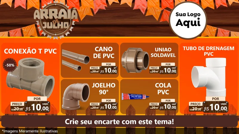 Modelo de TV para TV Horizontal com o tema Arraiá de Julho - Junina para Tubos e conexões