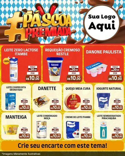 Modelo de Rede Social para Feed Instagram com o tema Páscoa Premiada para Frios e Laticínios