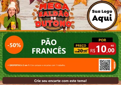 Modelo de Cartaz para Cartaz A4 Horizontal com o tema Mega Saldão de Outono para Padaria