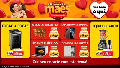 Modelo de TV para TV Horizontal com o tema Dia das Mães com Promoção para Móveis e Eletro