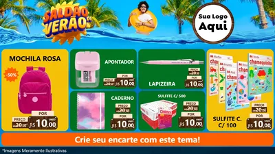 Modelo de TV para TV Horizontal com o tema Saldão de Verão para Papelaria