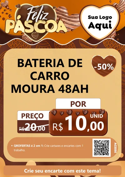 Modelo de Cartaz para Cartaz A4 Vertical com o tema Feliz Páscoa para Baterias Elétricas
