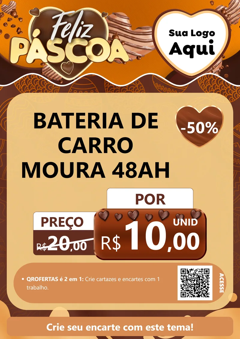 Modelo de Cartaz para Cartaz A4 Vertical com o tema Feliz Páscoa para Baterias Elétricas