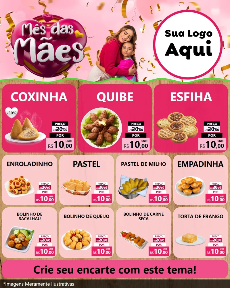 Modelo de Rede Social para Feed Instagram com o tema Mês das Mães para Salgadaria