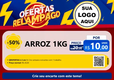 Modelo de Cartaz para Cartaz A4 Horizontal com o tema Ofertas Relâmpago para Supermercado