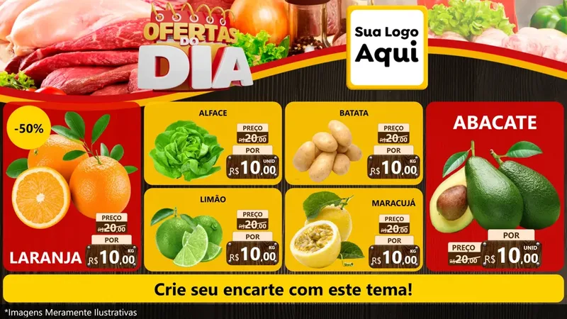 Modelo de TV para TV Horizontal com o tema Ofertas do Dia para Hortifrúti