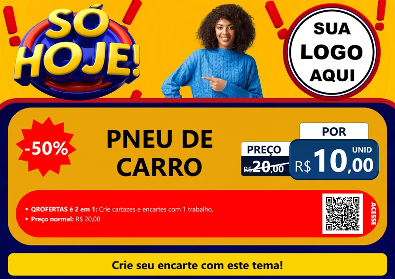 Modelo de Cartaz para Cartaz A4 Horizontal com o tema Só Hoje! para Auto peças