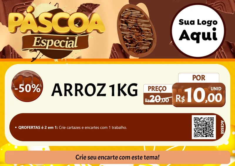 Modelo de Cartaz para Cartaz A4 Horizontal com o tema Páscoa Especial para Supermercado