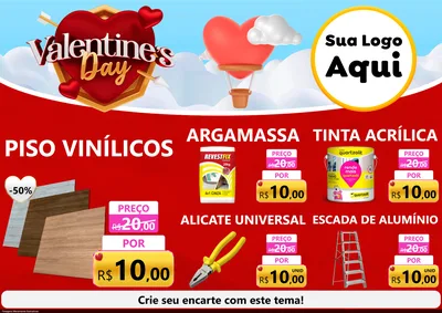 Modelo de Encarte para Encarte A4 Horizontal com o tema Valentine's Day para Material para Construção