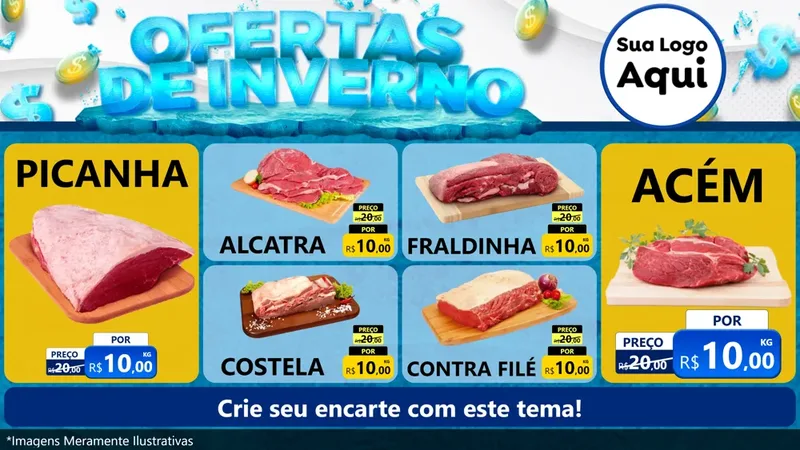 Modelo de TV para TV Horizontal com o tema Ofertas de Inverno para Açougue